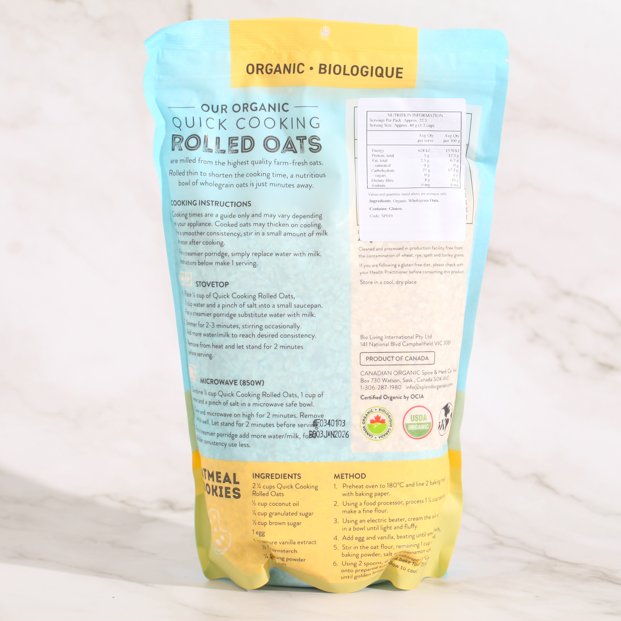 Organic Quick Rolled Oats - Splendor Garden